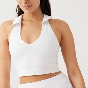 Outdoor Voices Warmup Collared Crop Top size medium, White